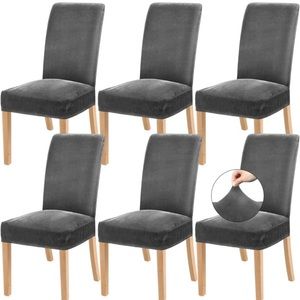 NIB Grey Velvet Chair Covers Set of 6